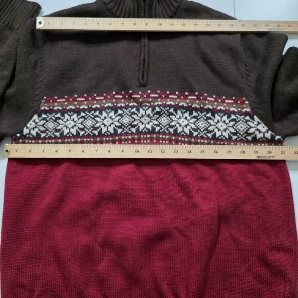 Eddie Bauer Sweater Mens L Tall Multi Fair Isle LS 1/4 Zip Mock Cotton Cottage - Picture 4 of 14